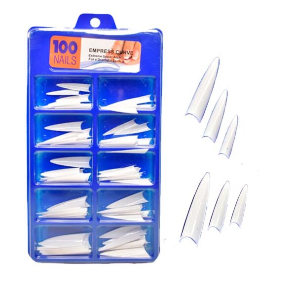 Kit uñas nails punta stiletto blancas 100u