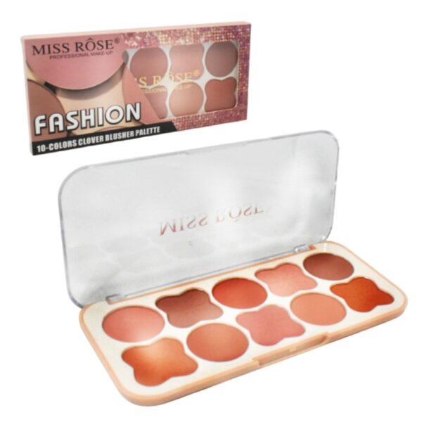 Paleta de Rubores Miss Rouse Con formas Circulares y Diseño de Flor